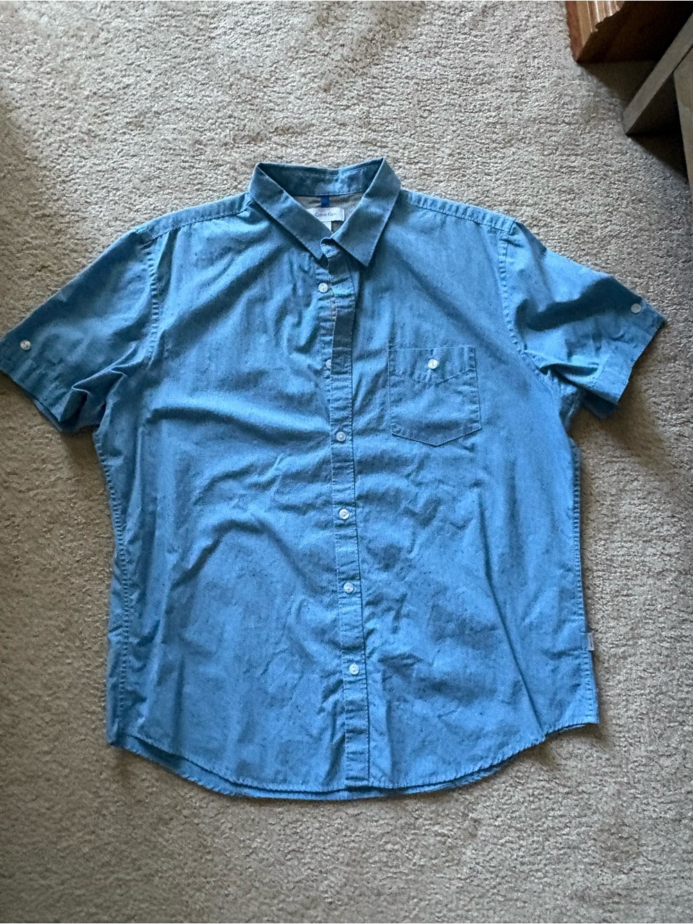 Calvin Klein Light Blue Short-Sleeve Button-Down Shirt